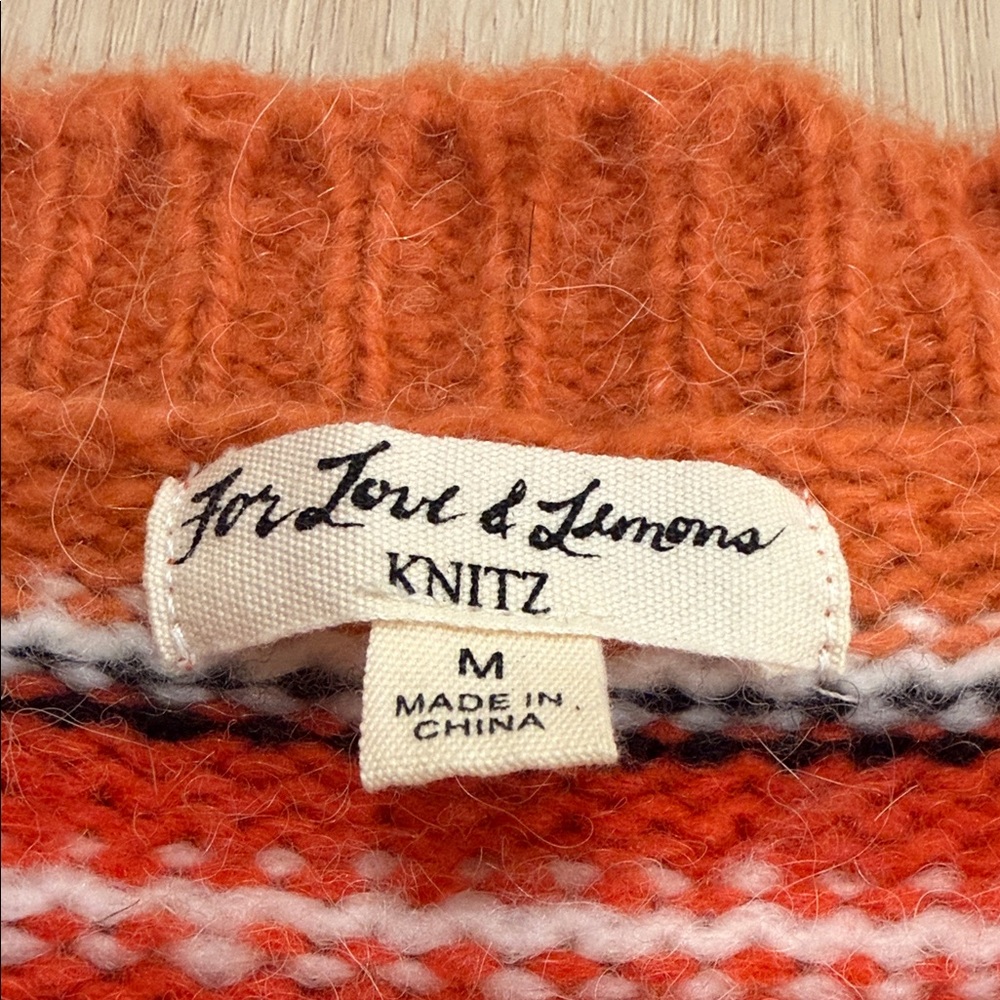 For Love & Lemons Medium Striped Orange Cardigan Sweater - Picture 5 of 7